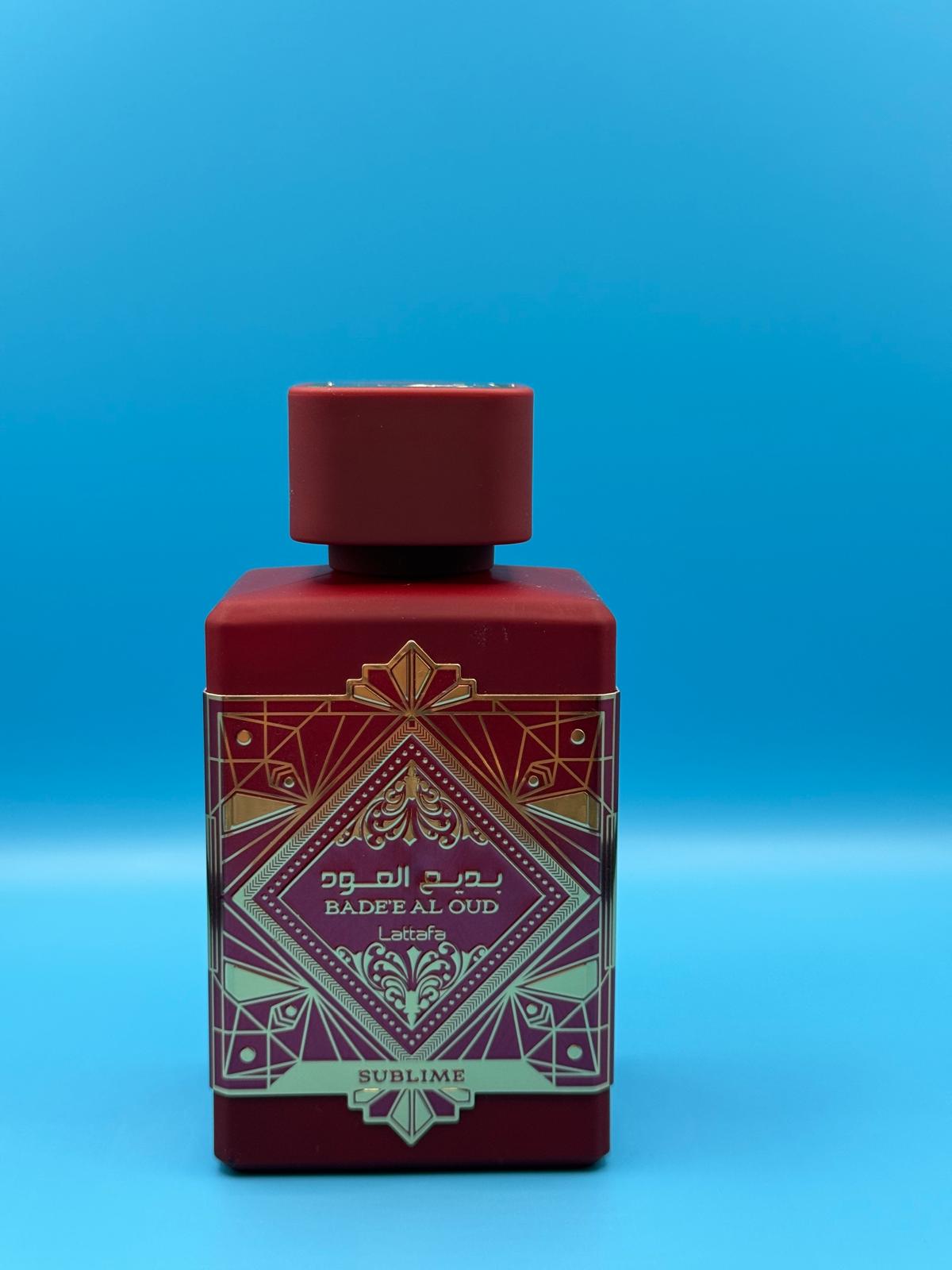 Lattafa Bade'e Al Oud Sublime red bottle